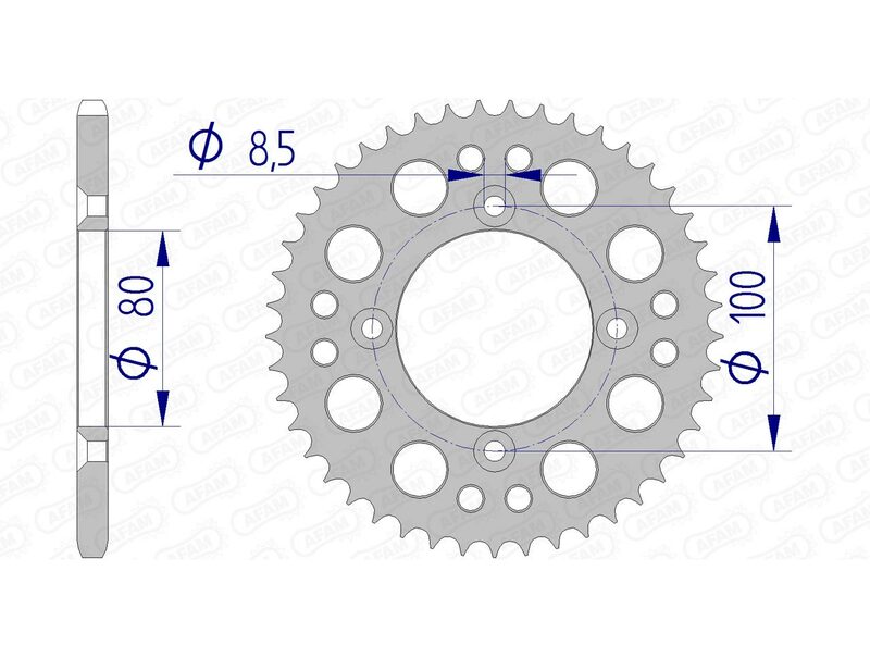 AFAM Aluminium Ultra-Light Bakdrev 11101 - 420 med lättviktsdesign och precisionshål. Passar Honda CR 80 R, CRF 70 F och XR 70 R modeller.