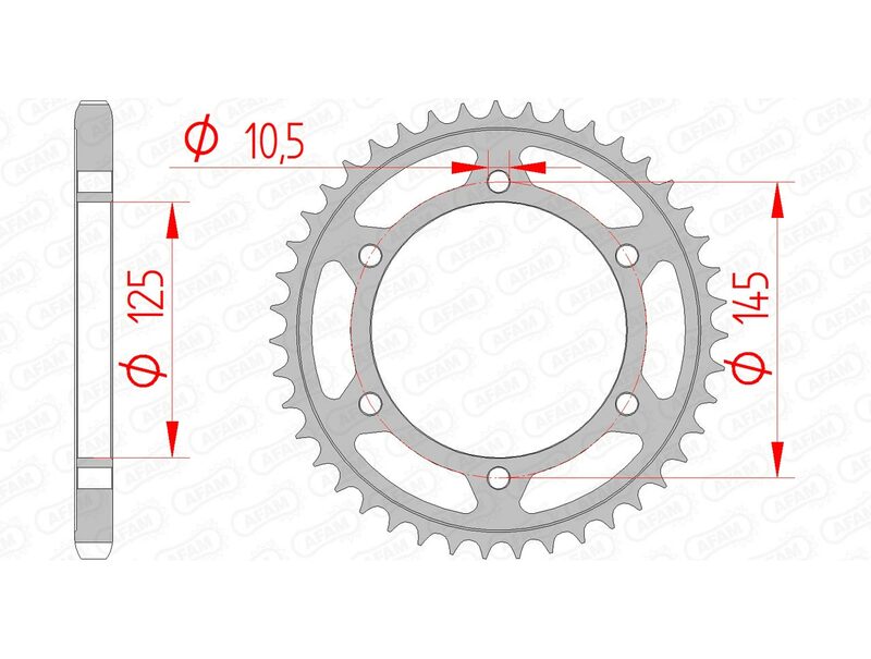 AFAM Steel Standard bakdrev 12603 - 525, kompatibelt med Yamaha TDM 850 årsmodeller 1995-2001. Precisionsdesign för optimal kraftöverföring.