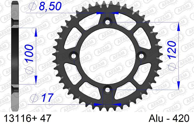 Afam Aluminium Ultra -licht hart anodiziertes hinteres Spropet 13116 - 420