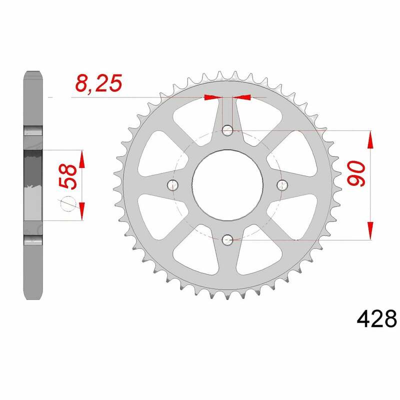 AFAM Steel Standard Rear Sprock 14212 - 428