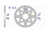 AFAM Aluminium Rear Sprocket 15310 - 520 bakdrev med exakta måttspecifikationer, inklusive 84 mm bultcirkel och 10,25 mm håldiameter. Passar Suzuki och Kawasaki fyrhjulingar.