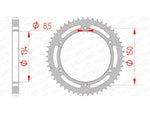 AFAM Steel Standard bakdrev 16203 - 428, kompatibelt med Kawasaki KMX 125 och KMX 200. Precisionsdesign för långvarig hållbarhet och passform.