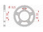 AFAM Steel Standard Bakdrev 35800 - 525 för Aprilia RSV 1000. Hållbart stålbakdrev med 120 mm bultcirkel och 10,25 mm håldiameter.