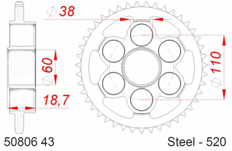 AFAM STAEL STAHRE HINTER -Kettenrad 50806 - 520