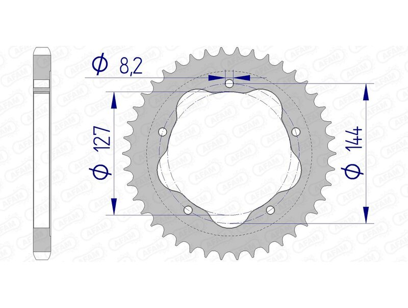 AFAM aluminum rear sprocket 51608 - 525 - Requires an afam rear sprock carrier