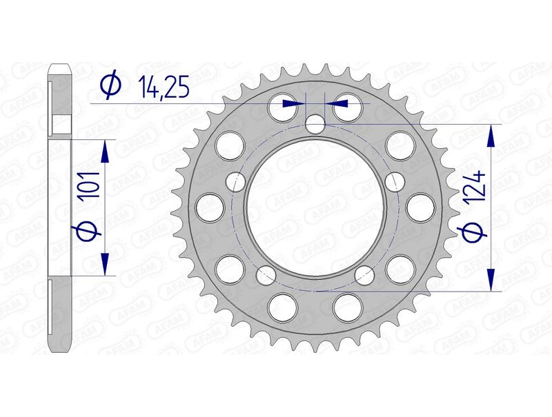 Afam Aluminium Heckradkettenrad 72801 - 525