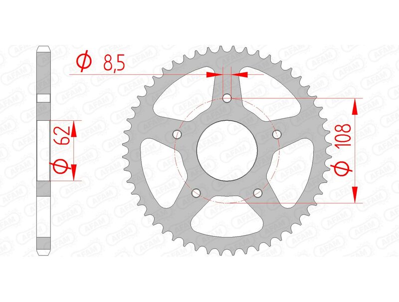 AFAM Steel Standard Rear Sprock 92122 - 420