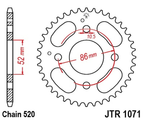 JT -Sprock -Stahlstandard -Hinterrad 1071 - 520 JTR1071.30