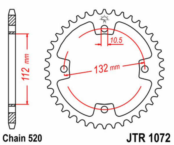 JT -Sprock -Stahlstandard -Heckrad 1072 - 520 JTR1072.38