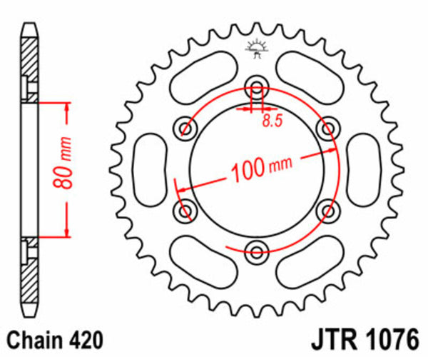 JT -Sprock -Stahlstandard -Heckrad 1076 - 420 JTR1076.52
