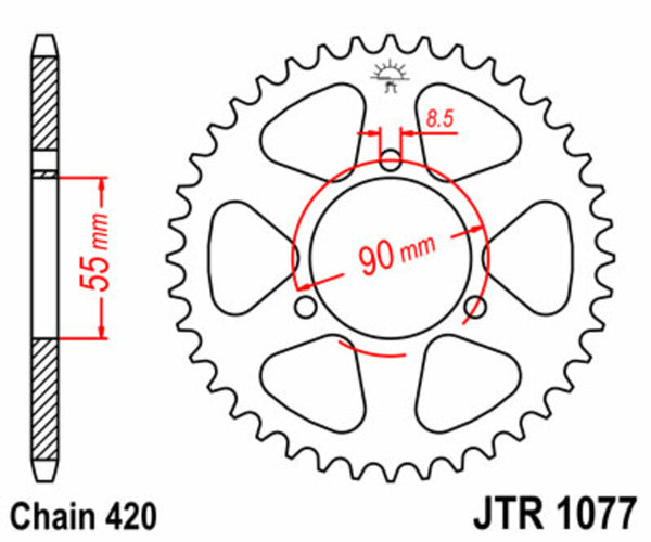 JT -Sprock -Stahlstandard -Hinterrad 1077 - 420 JTR1077.47