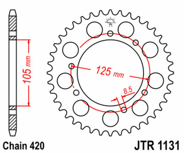 JT -Sprock -Stahlstandard -Heck -Kettenrad 1131 - 420 JTR1131.53
