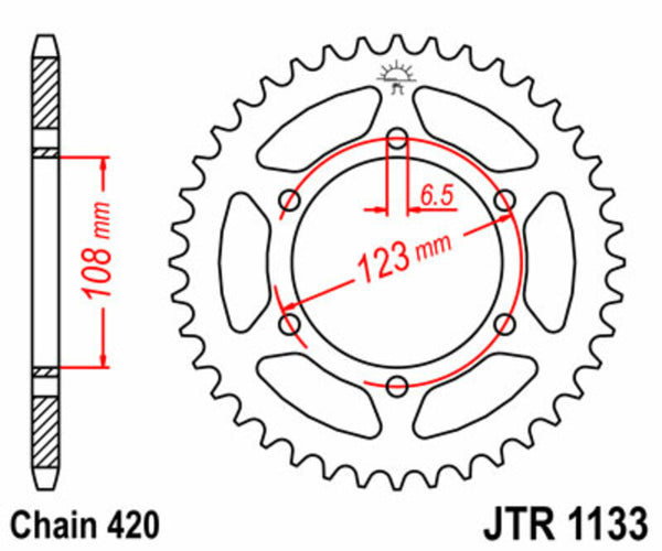 JT Sprocks Stahlstandard -Heck -Kabren 1133 - 420 JTR1133.53