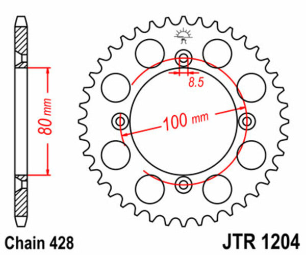 JT -Sprock -Stahlstandard -Hinterrad 1204 - 428 JTR1204.50