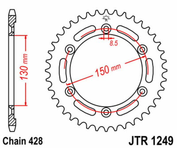 JT -Sprock -Stahlstandard -Heckrad 1249 - 428 JTR1249.51