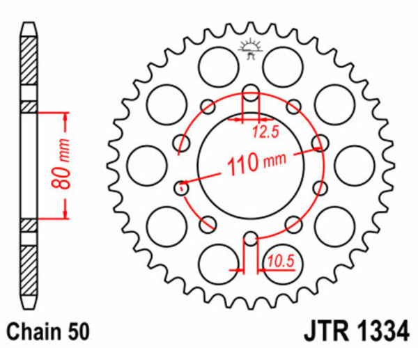 JT -Sprock -Stahlstandard -Heckrad 1334 - 530 JTR1334.44