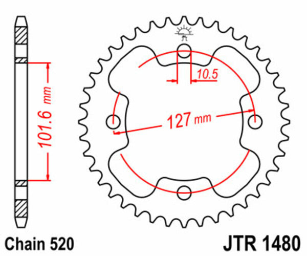 JT -Sprock -Stahlstandard -Heckrad 1480 - 520 JTR1480.38