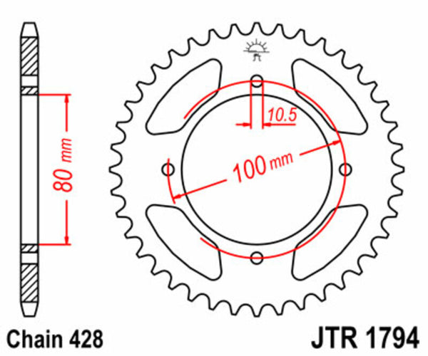 JT -Sprock -Stahlstandard -Hinterrad 1794 - 428 JTR1794.45