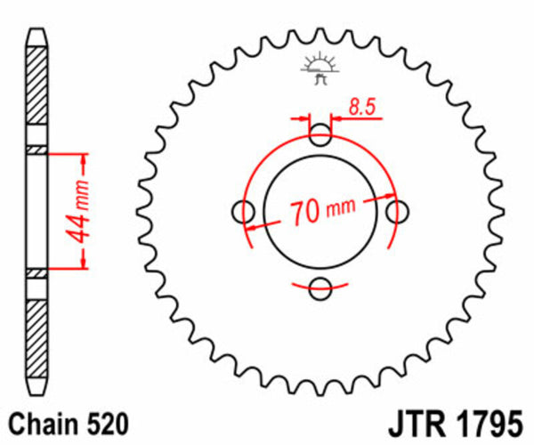 JT -Sprock -Stahlstandard -Hinterrad 1795 - 520 JTR1795.22