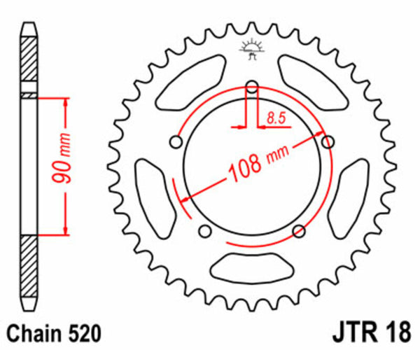JT Sprock's Steel Standard Rear Sprock 18 - 520 JTR18.43