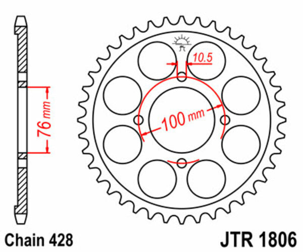 JT Sprock's Steel Standard Rear Sprock 1806 - 428 JTR1806.56