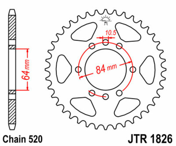 JT -Sprock -Stahlstandard -Heckrad 1826 - 520 JTR1826.42