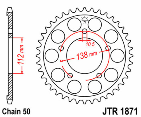JT -Sprock -Stahlstandard -Heckrad 1871 - 530 JTR1871.48