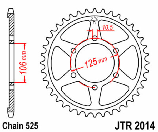 JT -Kettenräder Steel Standard Really -Kettenrad 2014 - 525 JTR2014.47
