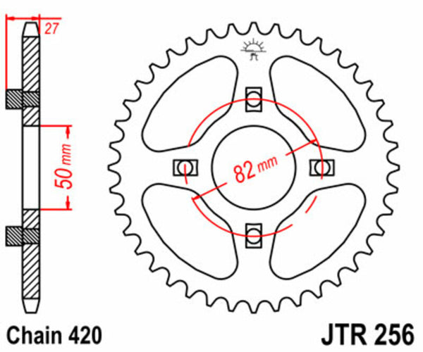 JT -Sprock -Stahlstandard -Heckrad 256 - 420 JTR256.43