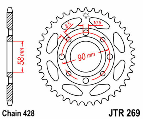 JT -Sprock -Stahlstandard -Heckrad 269 - 428 JTR269.41