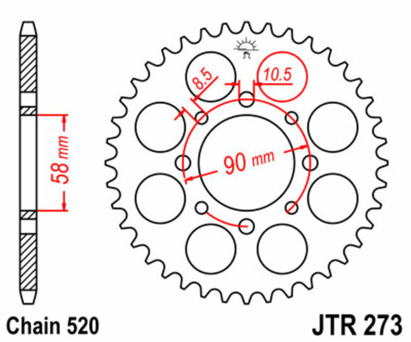 JT Sprock's Steel Standard Rear Sprock 273 - 520 JTR273.45