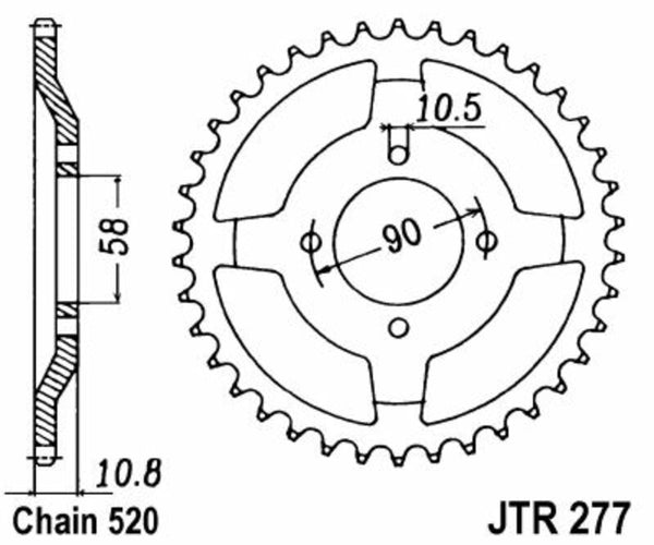 JT Sprock's Steel Standard Rear Sprock 277 - 520 JTR277.45