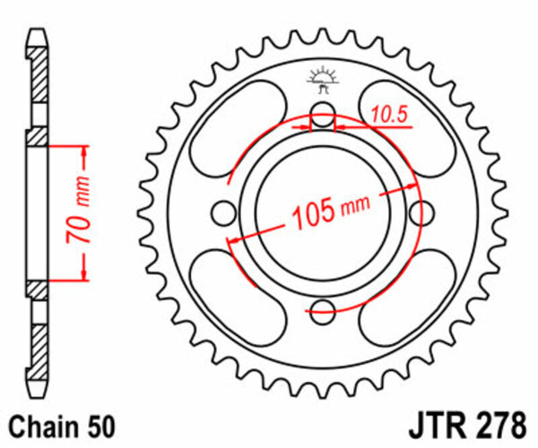 JT -Sprock -Stahlstandard -Heckrad 278 - 530 JTR278.36