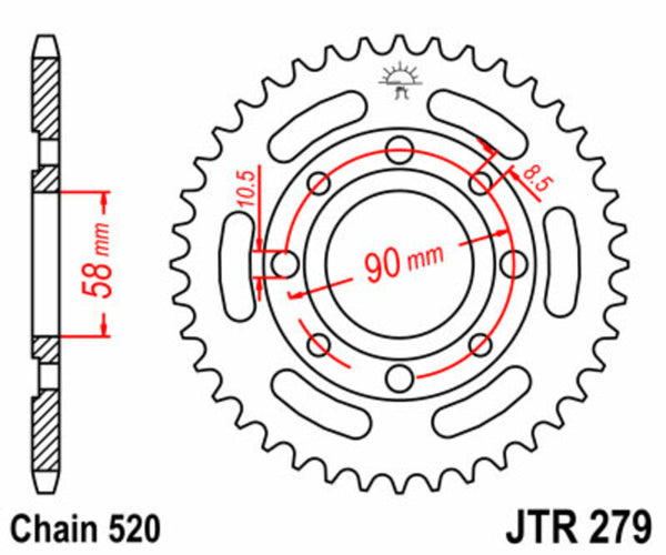 JT Sprocks Stahlstandard -Realar -Sprock 279 - 520 JTR279.32
