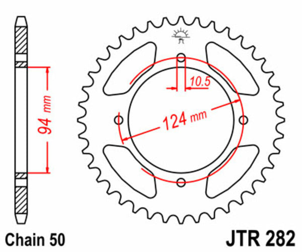 JT -Sprock -Stahlstandard -Heckrad 282 - 530 JTR282.37