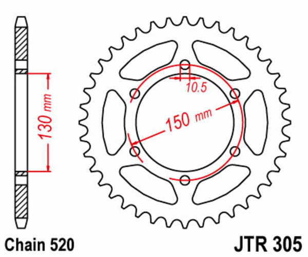 JT -Sprock -Stahlstandard -Heckrad 305 - 520 JTR305.46