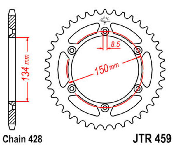 JT -Sprock -Stahlstandard -Heckrad 459 - 428 JTR459.52