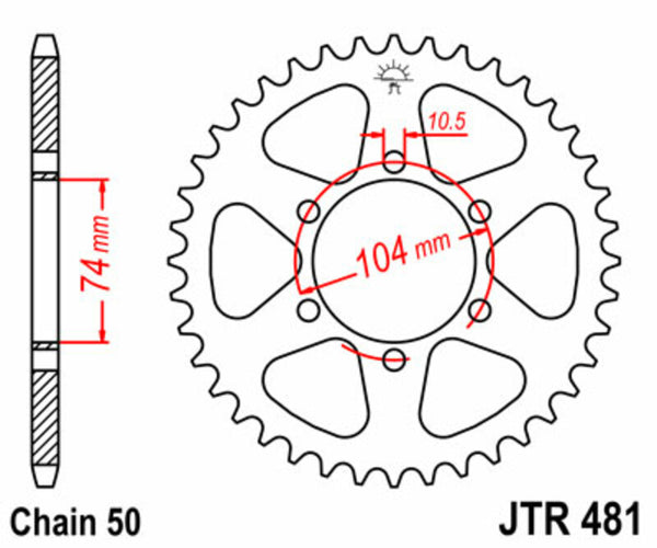 JT -Sprock -Stahlstandard -Hinterrad 481 - 530 JTR481.42