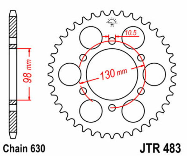 JT -Sprock -Stahlstandard -Heckrad 483 - 630 JTR483.35