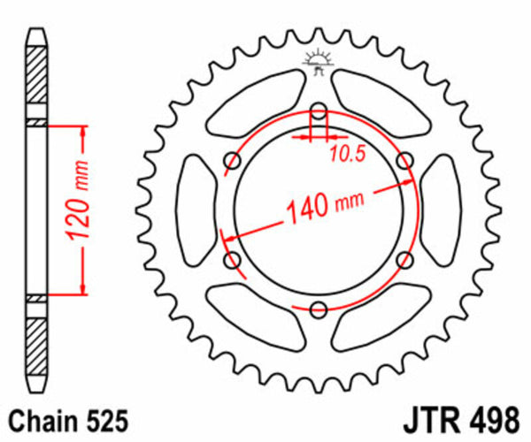 JT -Sprock -Stahlstandard -Heckrad 498 - 525 JTR498.39
