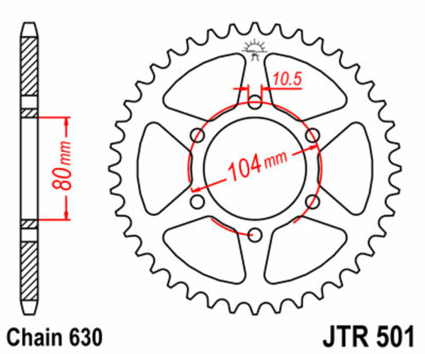 JT -Sprock -Stahlstandard -Heckrad 501 - 630 JTR501.39