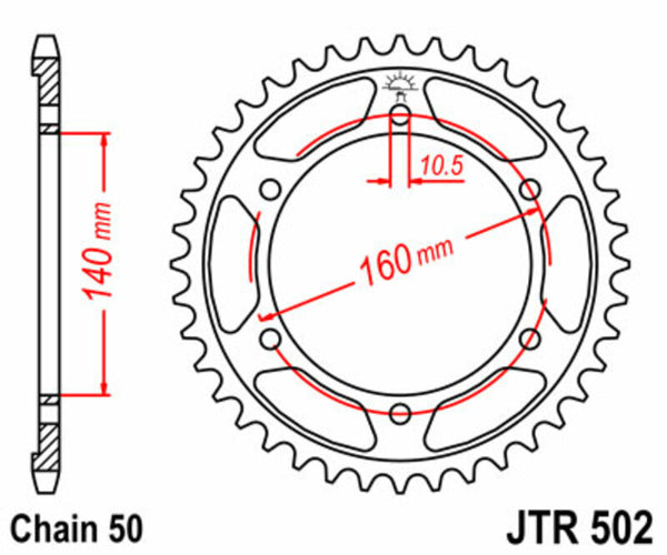 JT -Sprock -Stahlstandard -Heckrad 502 - 530 JTR502.45