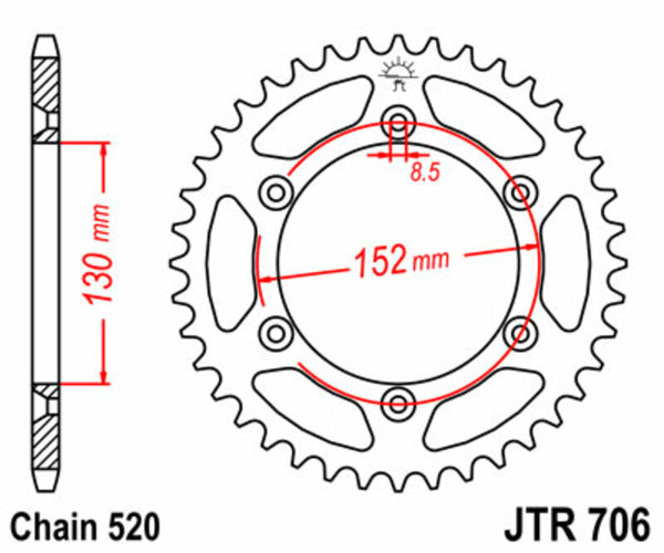 JT -Sprock -Stahlstandard -Hinterrad 706 - 520 JTR706.46