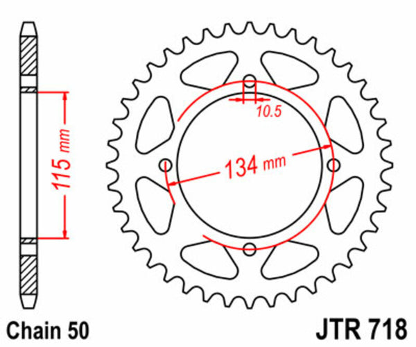 JT -Sprock -Stahlstandard -Heckrad 718 - 530 JTR718.48