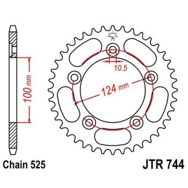 JT -Sprock -Stahlstandard -Heckrad 744 - 525 JTR744.38