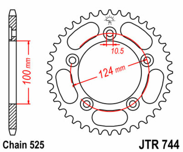 JT -Sprock -Stahlstandard -Heckrad 744 - 525 JTR744.39