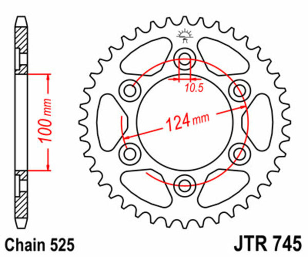 JT -Sprock -Stahlstandard -Heckrad 745 - 525 JTR745.42