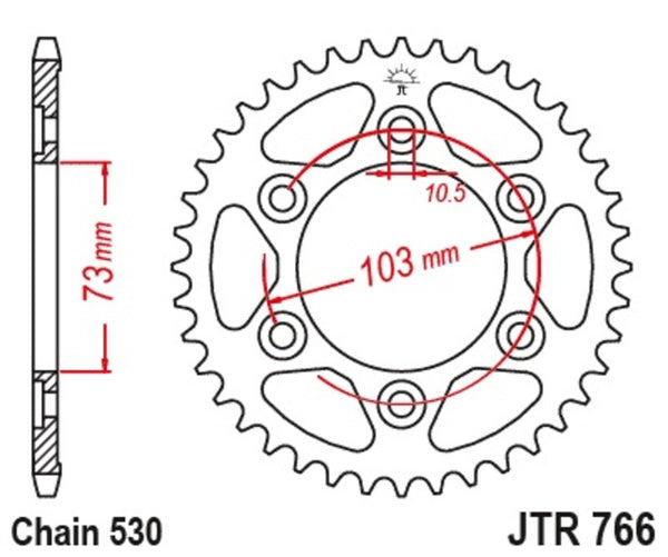 JT -Sprock -Stahlstandard -Hinterrad 766 - 530 JTR766.43
