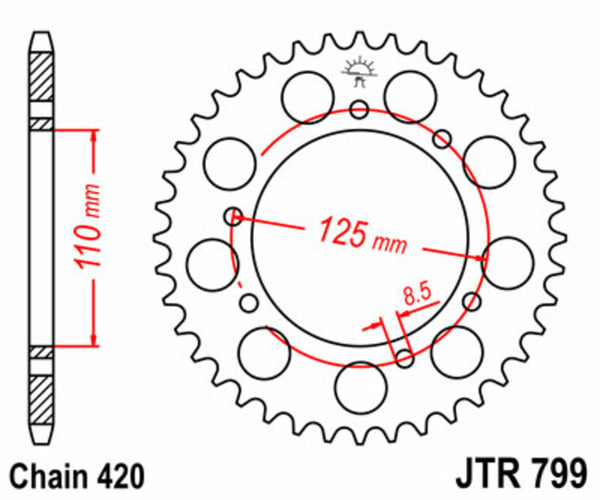 JT -Sprock -Stahlstandard -Heckrad 799 - 420 JTR799.50
