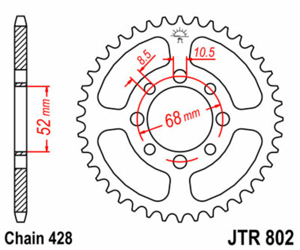 JT -Sprock -Stahlstandard -Heck -Kettenrad 802 - 428 JTR802.34